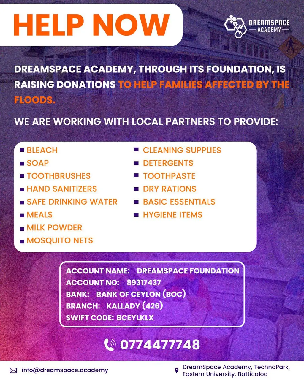 Cyclone Ditwah flood relief, Eastern and Northern Provinces.