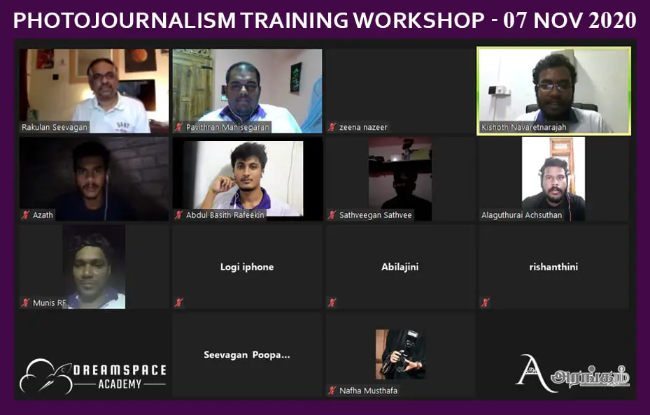 Photojournalism training across three districts, Online, across three districts, 2020-11-07.