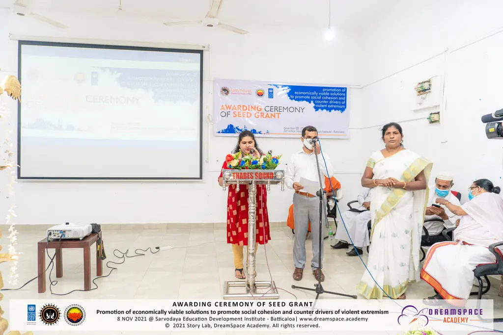 Seed grants for eleven social-innovation ideas, Batticaloa, 2021-11-08.